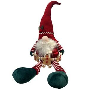 20” Faceless Gnome Christmas decoration with gingerbread men-plush w/legs NWT